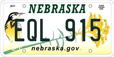 NE license plate EQL915