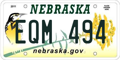 NE license plate EQM494