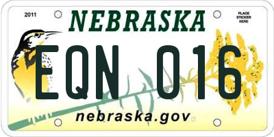 NE license plate EQN016