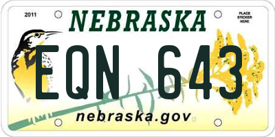 NE license plate EQN643