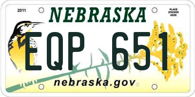 NE license plate EQP651