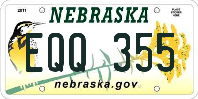 NE license plate EQQ355