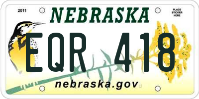 NE license plate EQR418