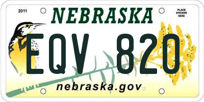 NE license plate EQV820