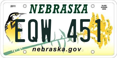 NE license plate EQW451