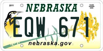 NE license plate EQW671
