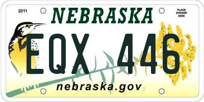 NE license plate EQX446