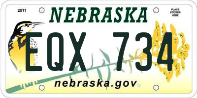 NE license plate EQX734