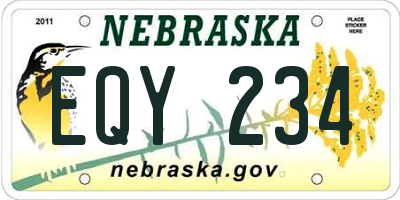 NE license plate EQY234