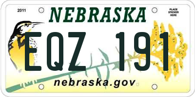 NE license plate EQZ191
