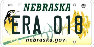 NE license plate ERA018