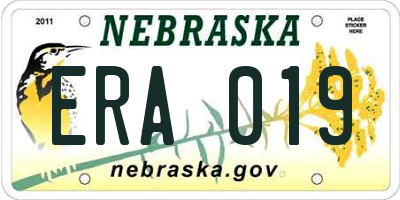 NE license plate ERA019