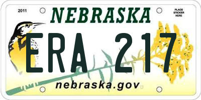NE license plate ERA217