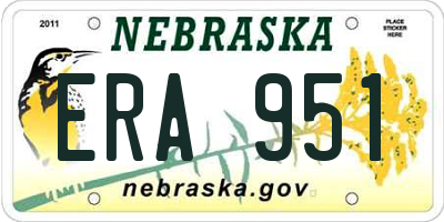NE license plate ERA951