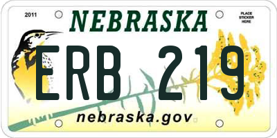 NE license plate ERB219