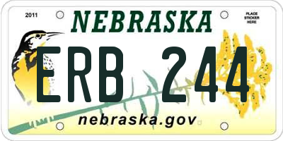 NE license plate ERB244