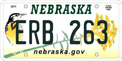 NE license plate ERB263