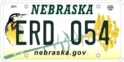 NE license plate ERD054