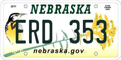 NE license plate ERD353