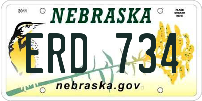 NE license plate ERD734