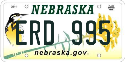 NE license plate ERD995