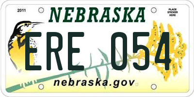 NE license plate ERE054