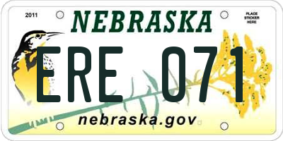 NE license plate ERE071
