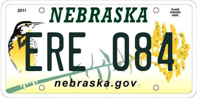 NE license plate ERE084