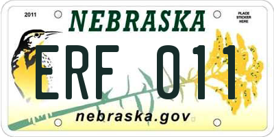 NE license plate ERF011