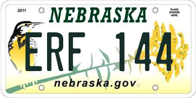 NE license plate ERF144