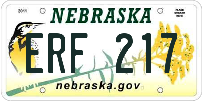 NE license plate ERF217