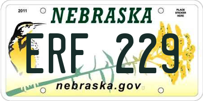 NE license plate ERF229
