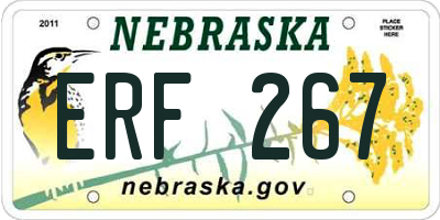 NE license plate ERF267