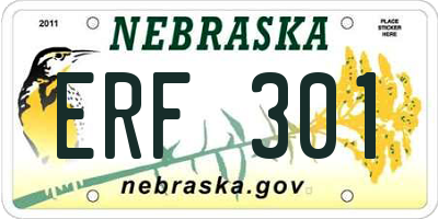 NE license plate ERF301