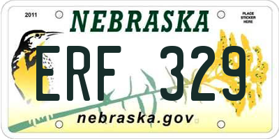 NE license plate ERF329