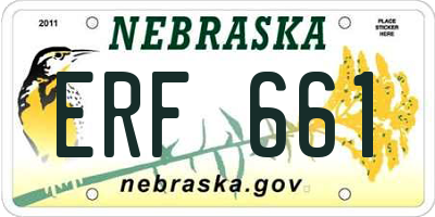 NE license plate ERF661