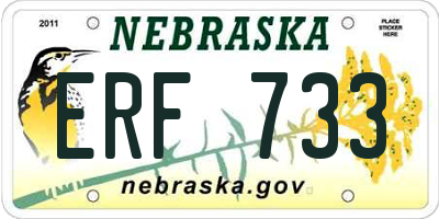NE license plate ERF733