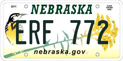 NE license plate ERF772