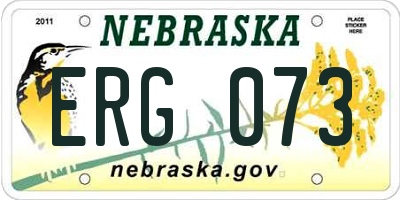 NE license plate ERG073
