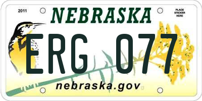 NE license plate ERG077