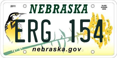 NE license plate ERG154