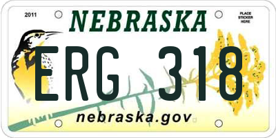 NE license plate ERG318