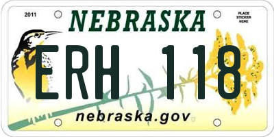 NE license plate ERH118
