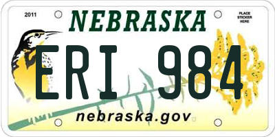 NE license plate ERI984