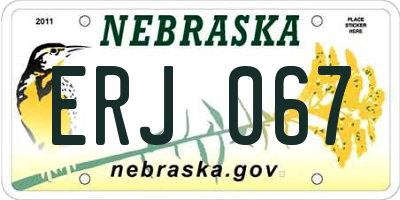 NE license plate ERJ067