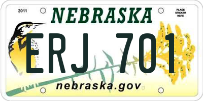NE license plate ERJ701