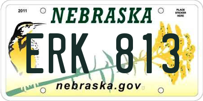 NE license plate ERK813