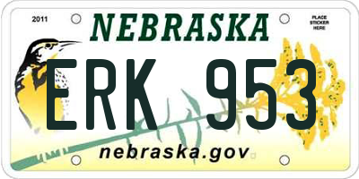 NE license plate ERK953