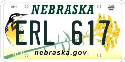 NE license plate ERL617
