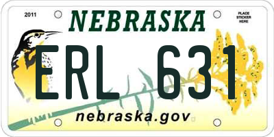 NE license plate ERL631